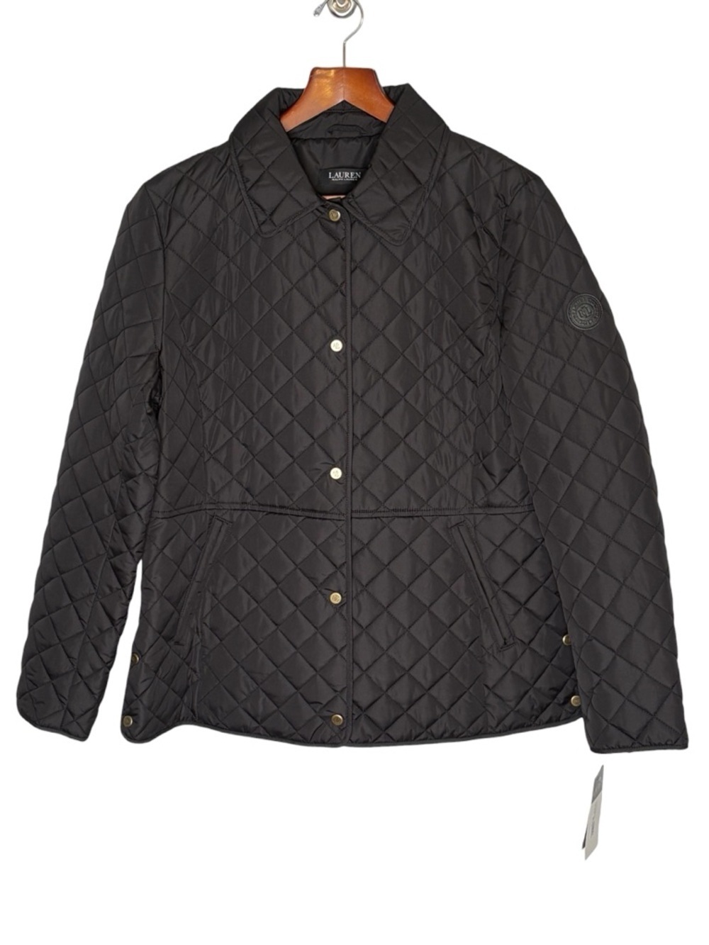 NWT Lauren Ralph Lauren Black Label Quilted Snap Front Barn Jacket • Black • L - Picture 1 of 15